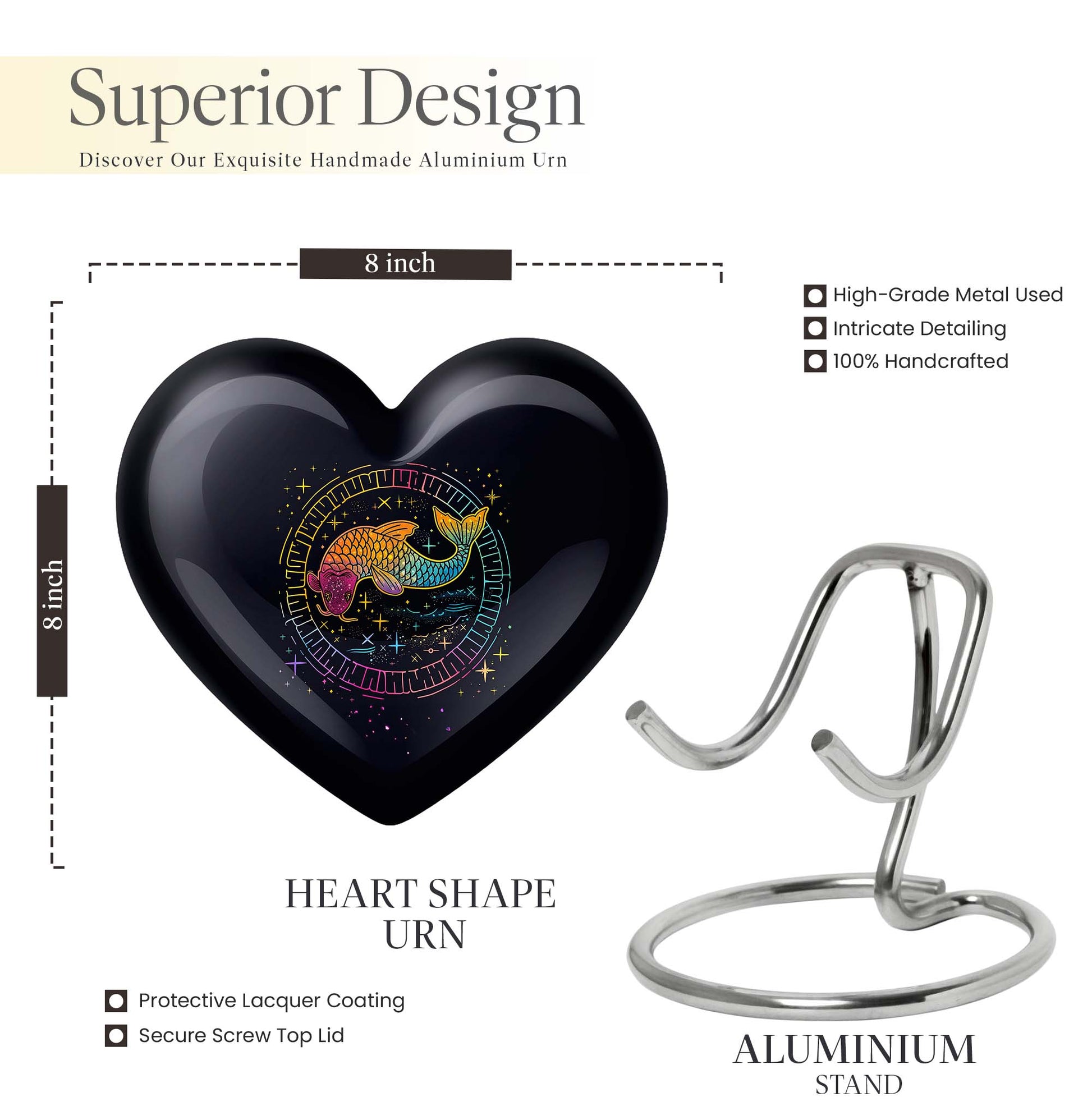 heart-shaped fish urn