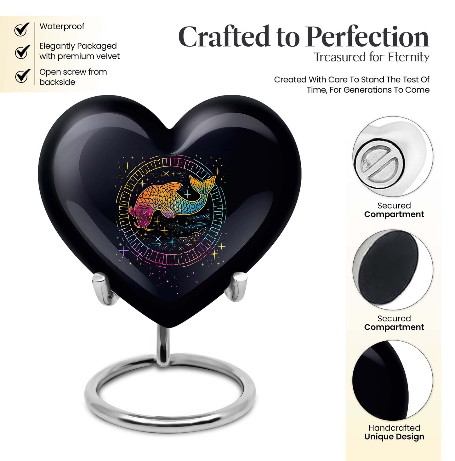 heart-shaped fish urn