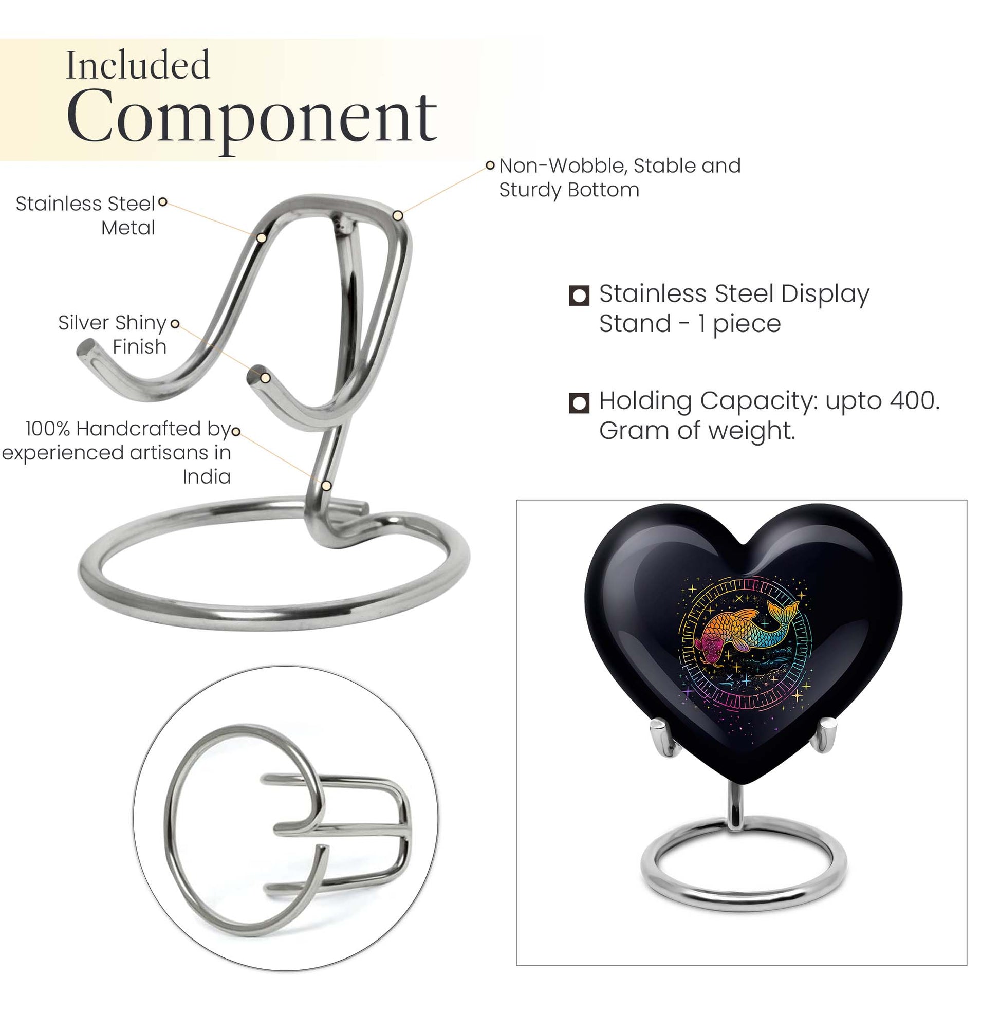 heart-shaped fish urn