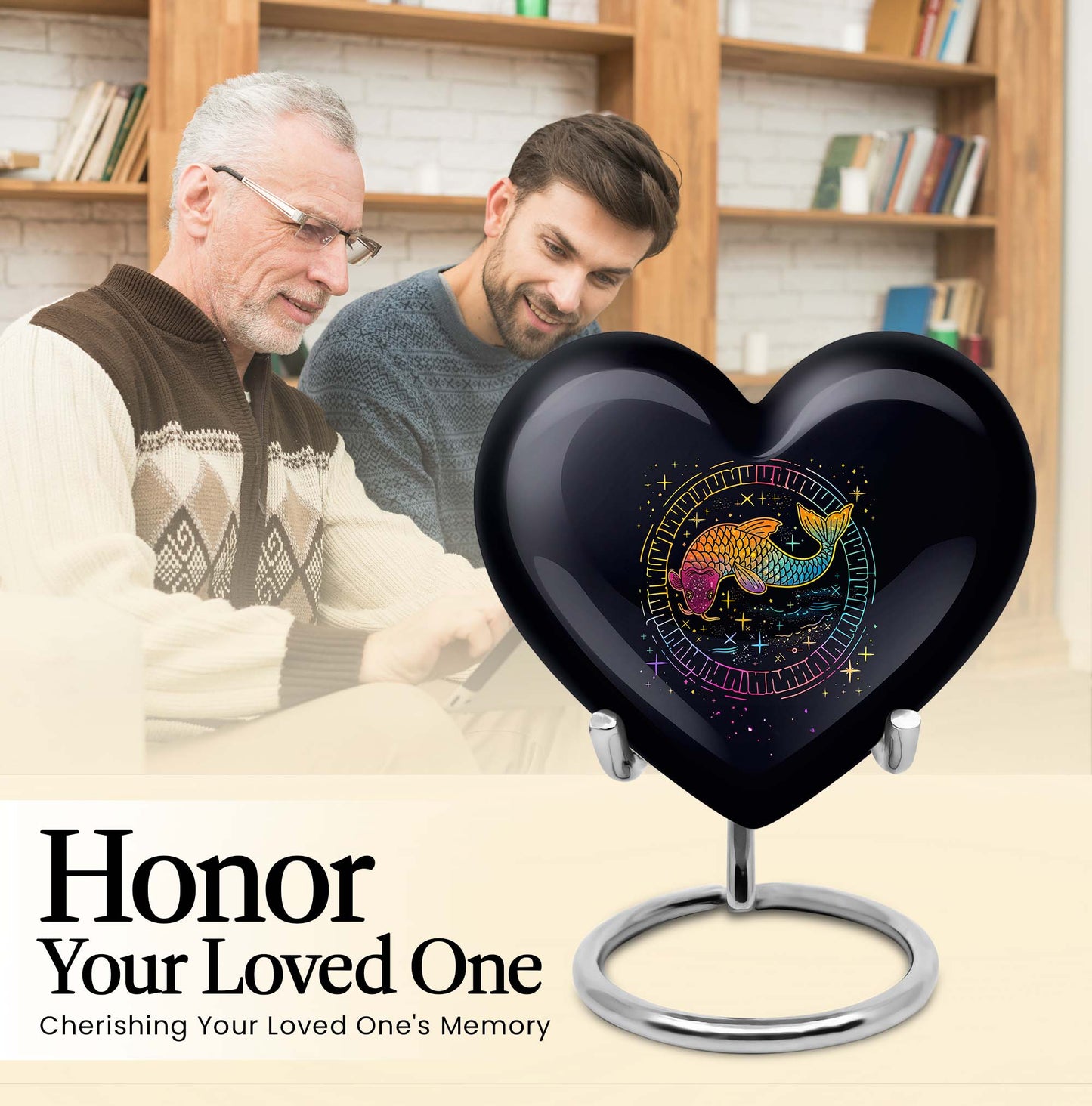 heart-shaped fish urn