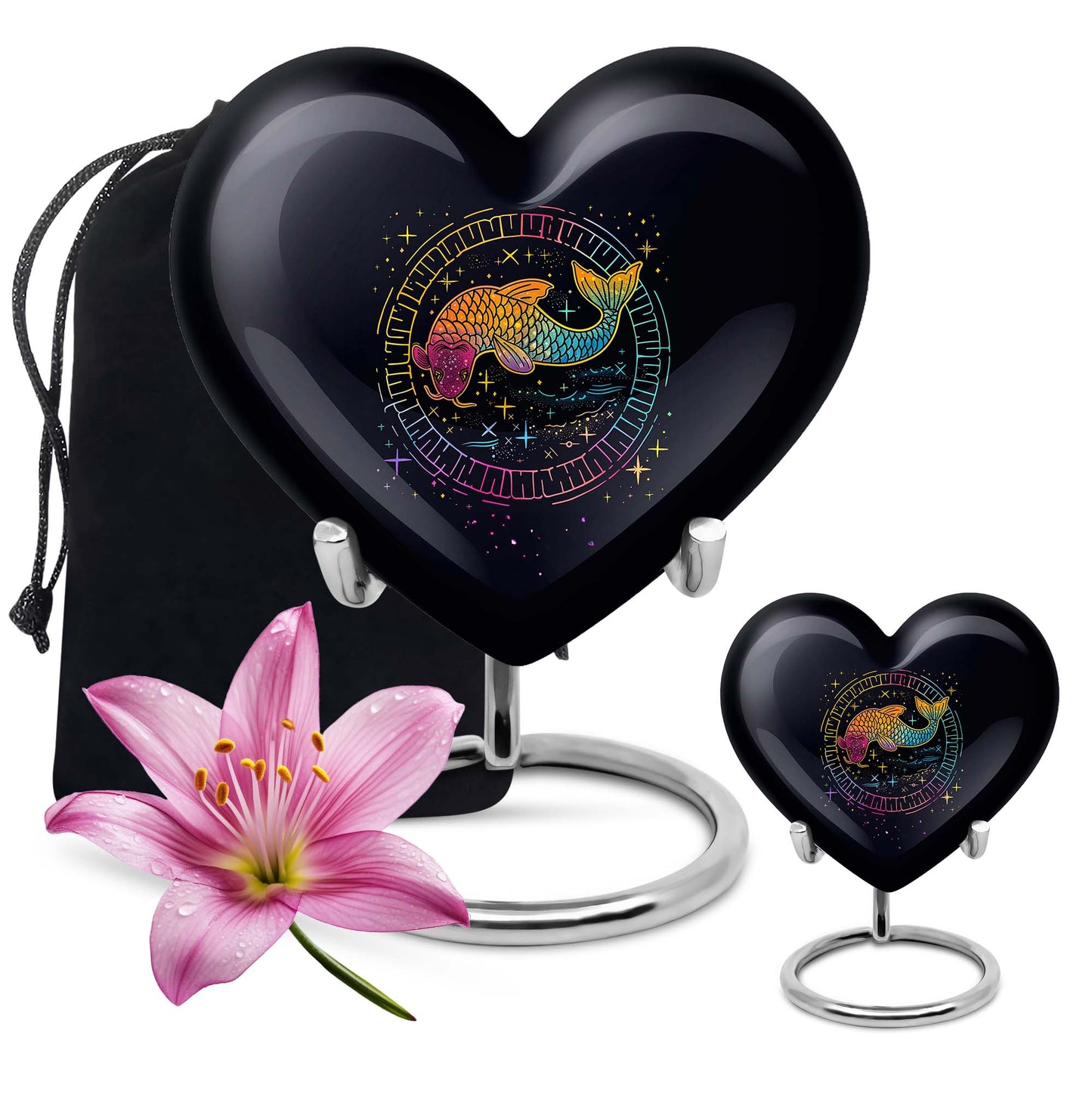 heart-shaped fish urn