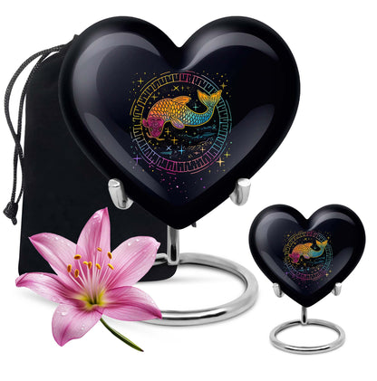 heart-shaped fish urn