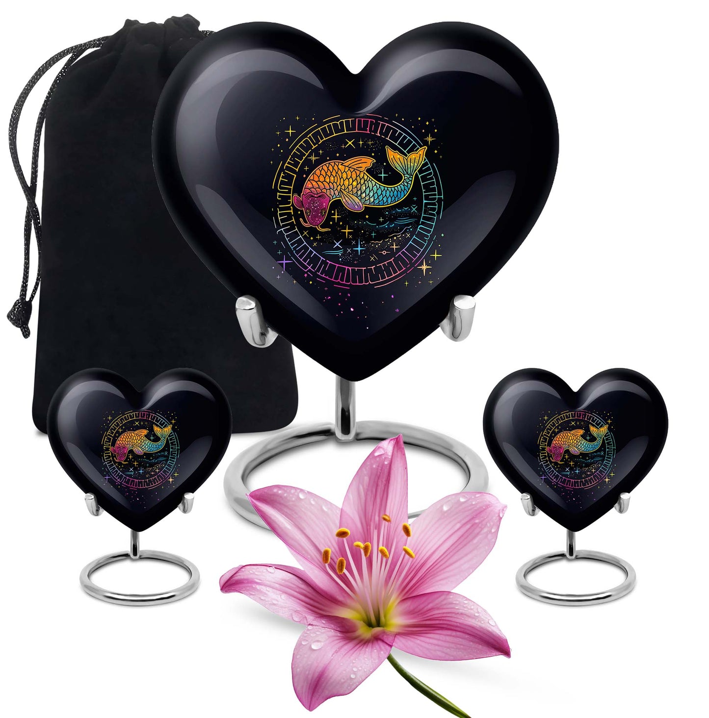 heart-shaped fish urn