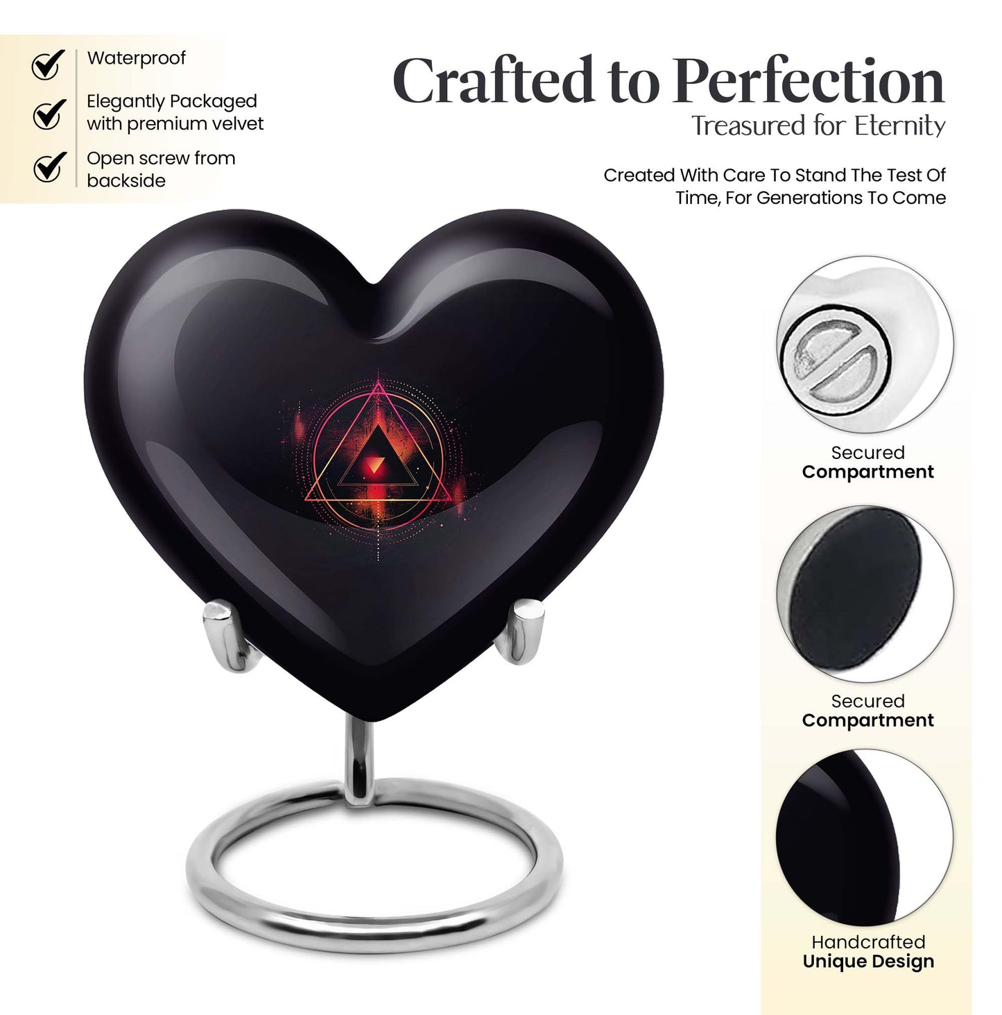 10-inch catholic cremation dad urn in heart design