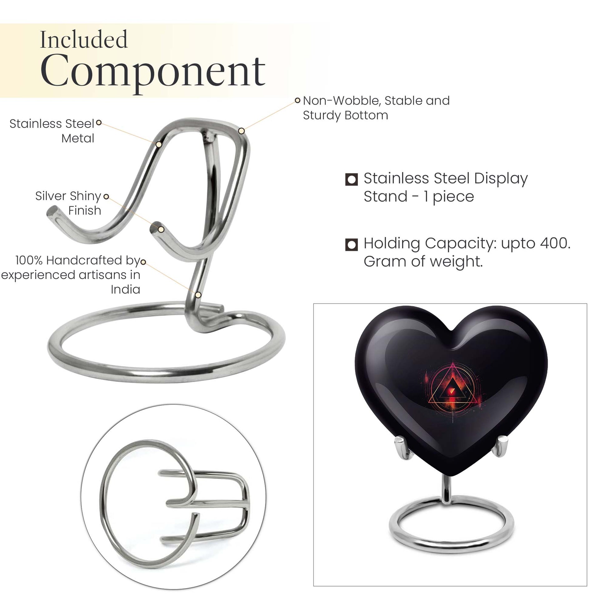 10-inch catholic cremation dad urn in heart design