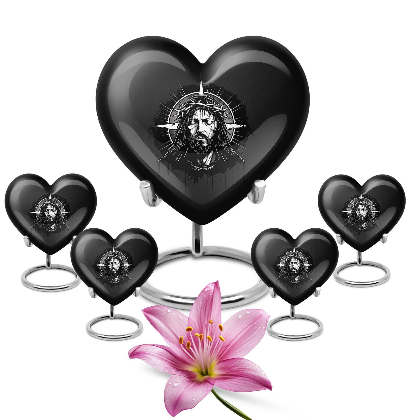 10 inch heart-shaped catholic urn for burial funeral,