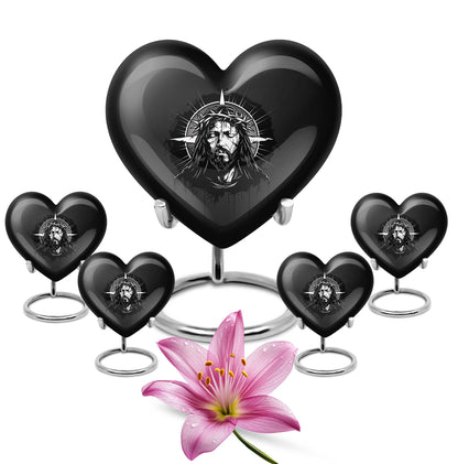 10 inch heart-shaped catholic urn for burial funeral,