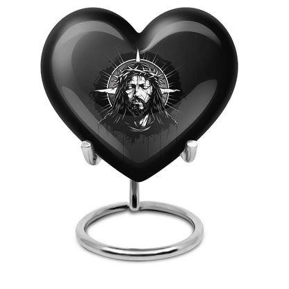 10 inch heart-shaped catholic urn for burial funeral,