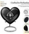 10 inch heart-shaped catholic urn for burial funeral,