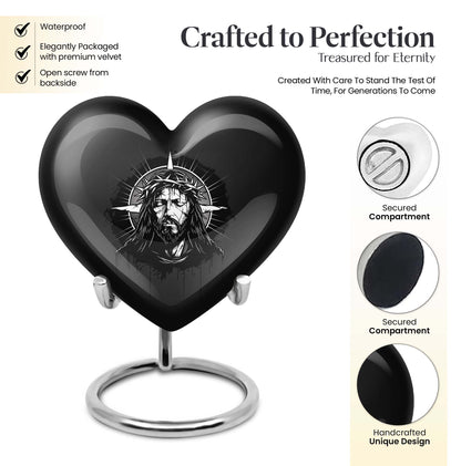 10 inch heart-shaped catholic urn for burial funeral,