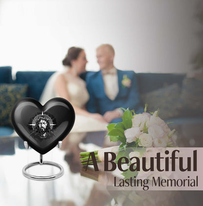 10 inch heart-shaped catholic urn for burial funeral,