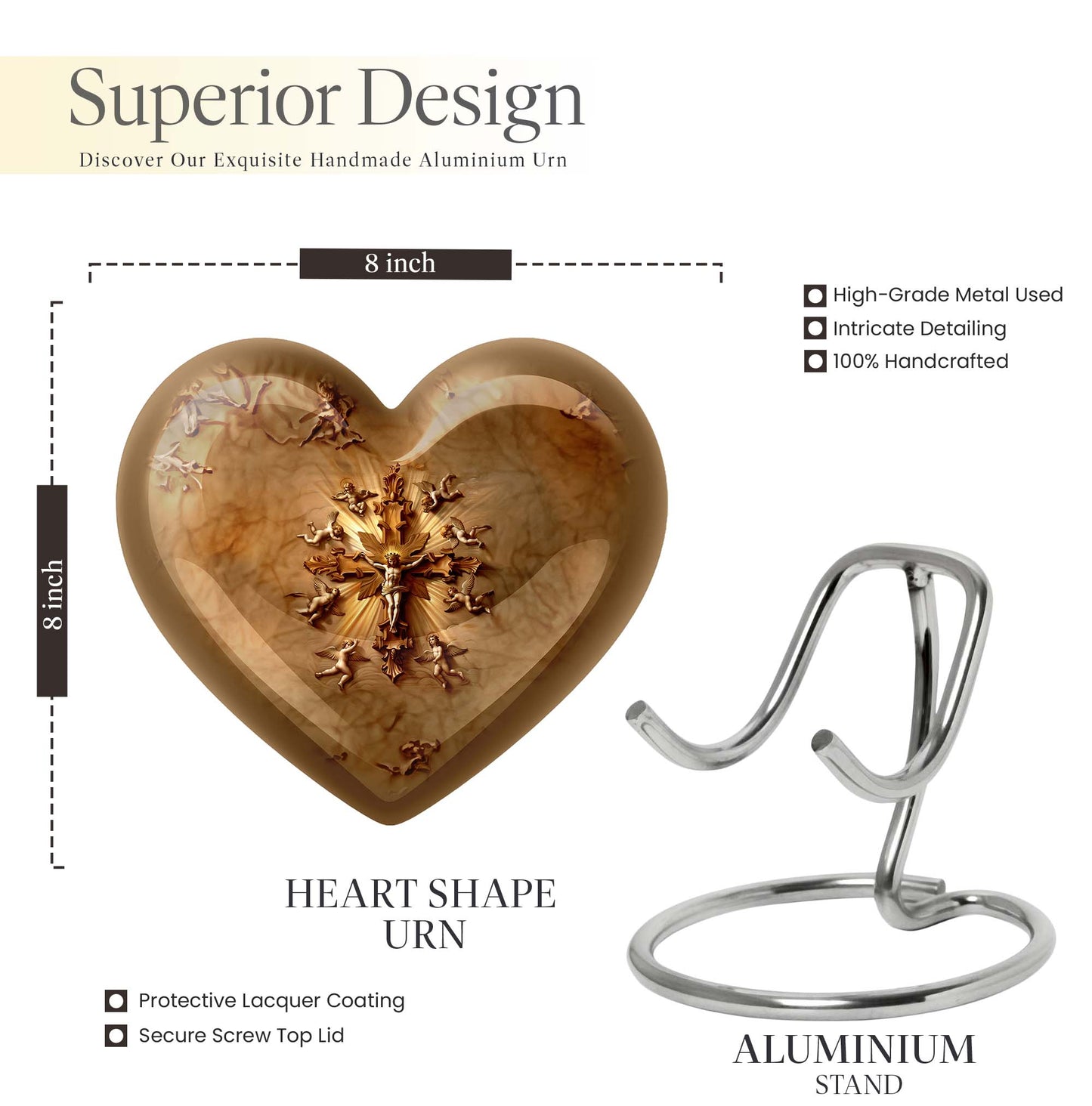 abstract heart-shaped catholic urn