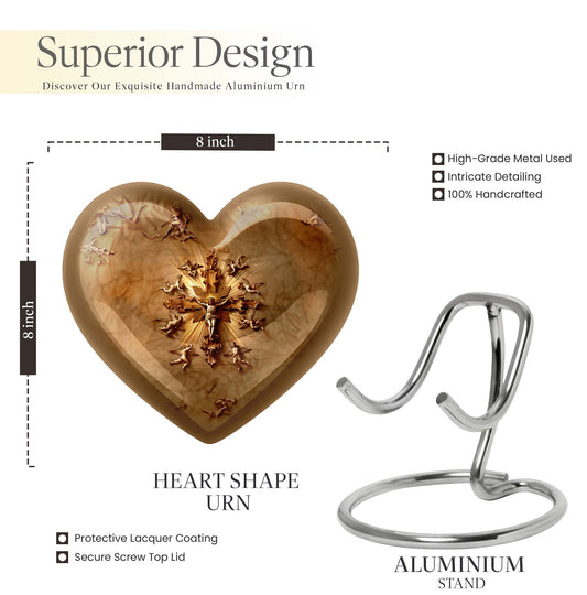abstract heart-shaped catholic urn