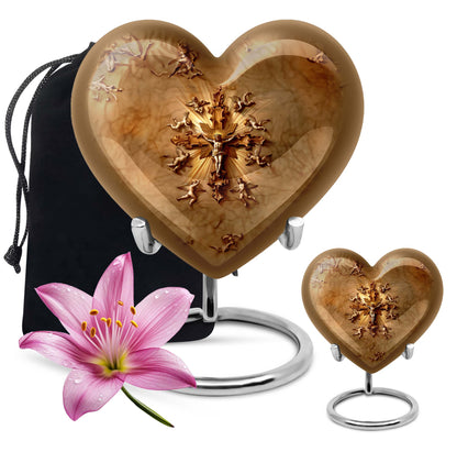 abstract heart-shaped catholic urn