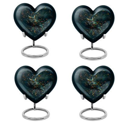 10-inch owl-themed heart shaped aluminium urn 