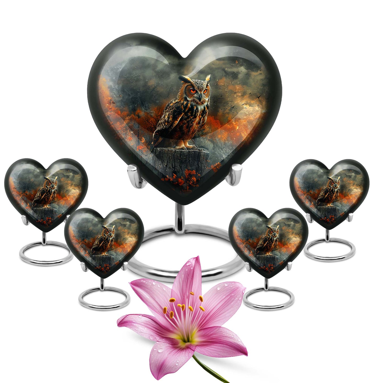 heart-shaped owl urn 