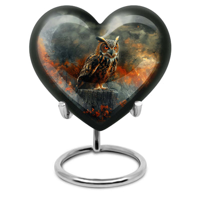 heart-shaped owl urn 