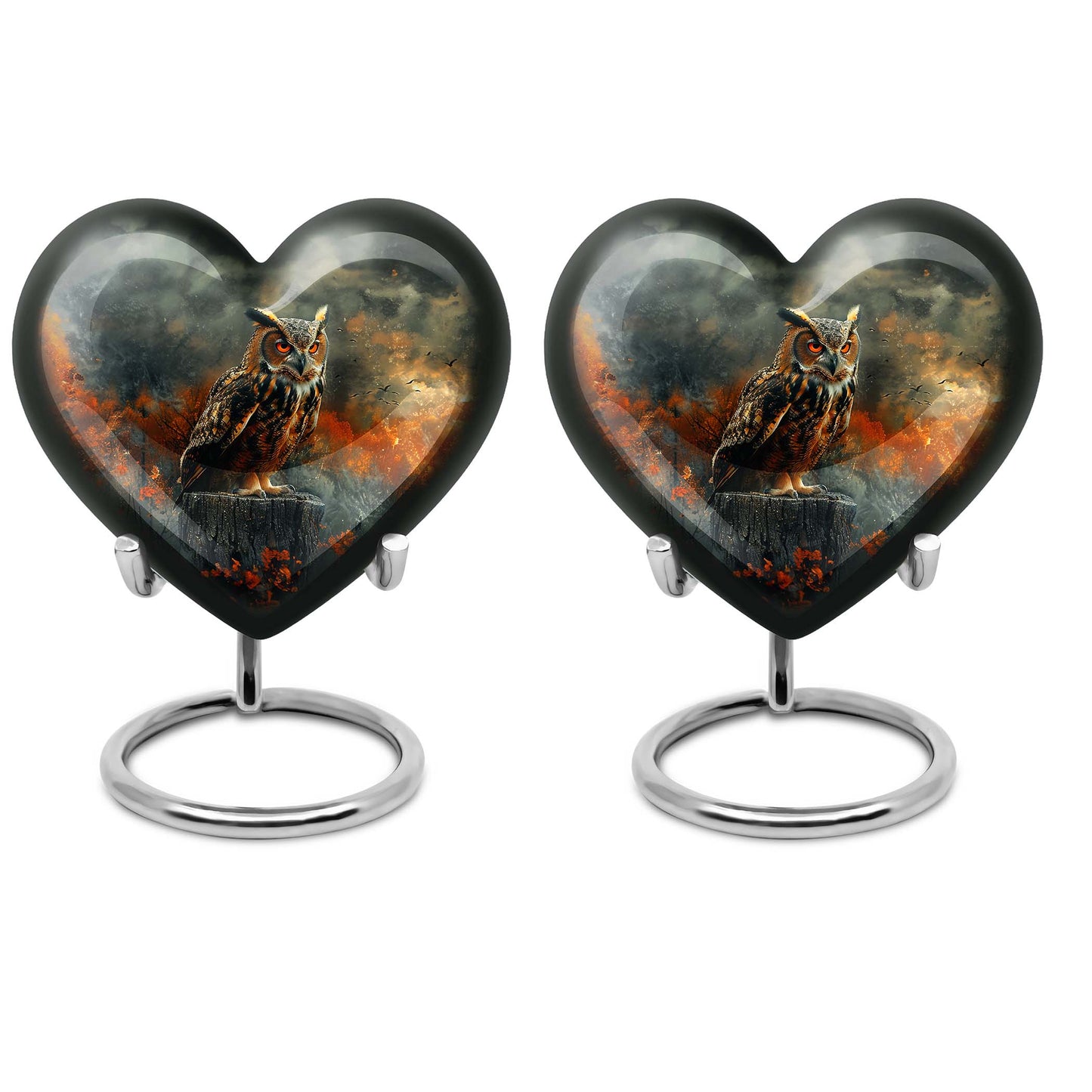 heart-shaped owl urn 