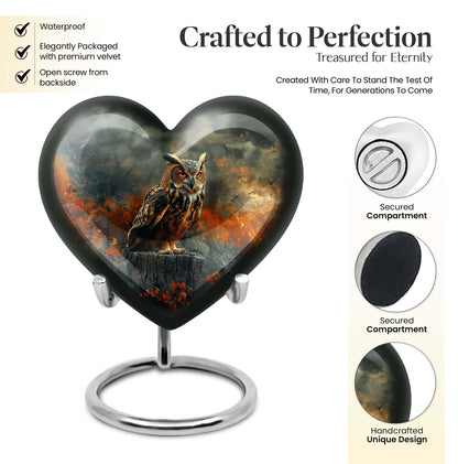 heart-shaped owl urn 