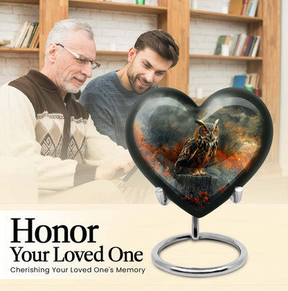 heart-shaped owl urn 
