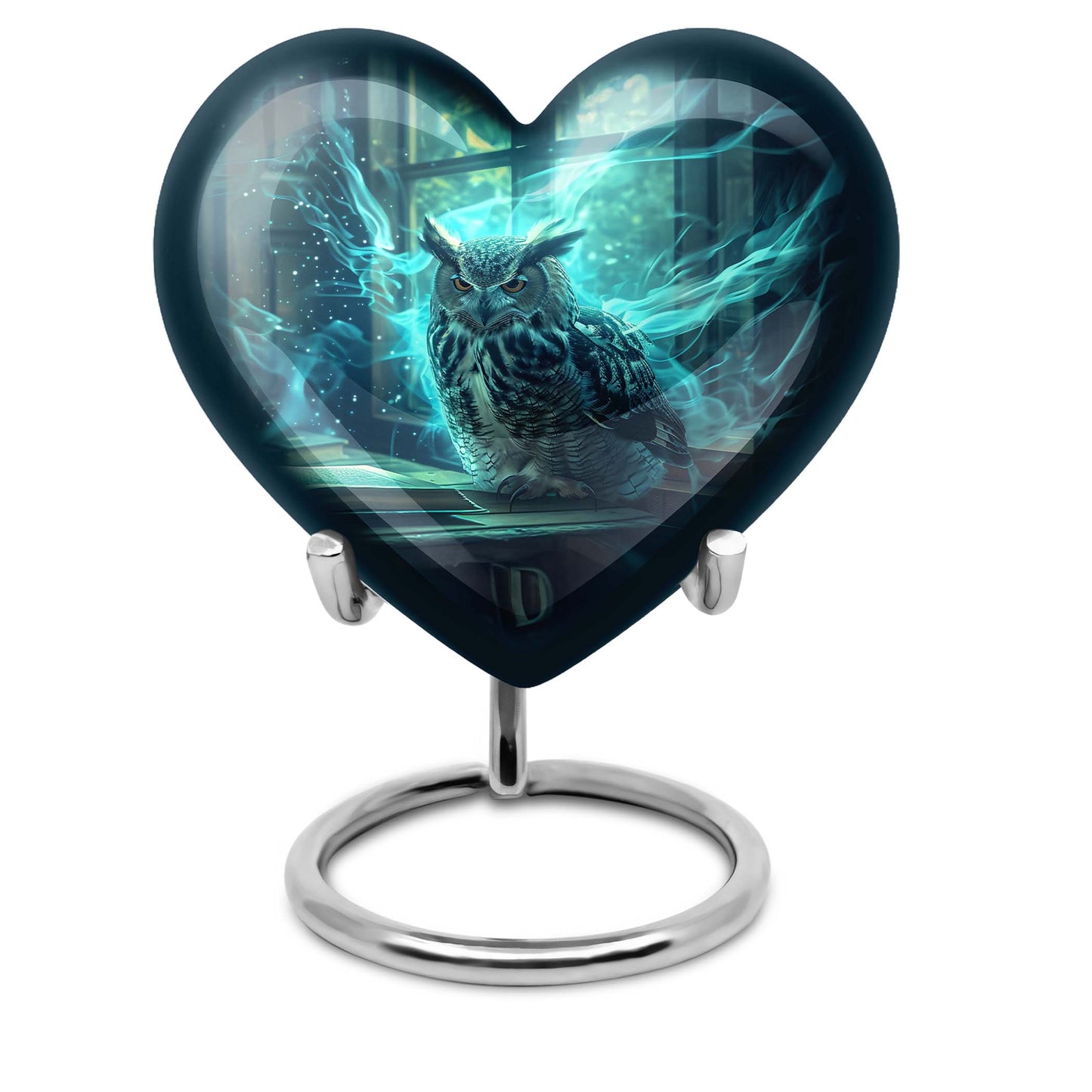 10-inch heart design owl urn, large cremation urn