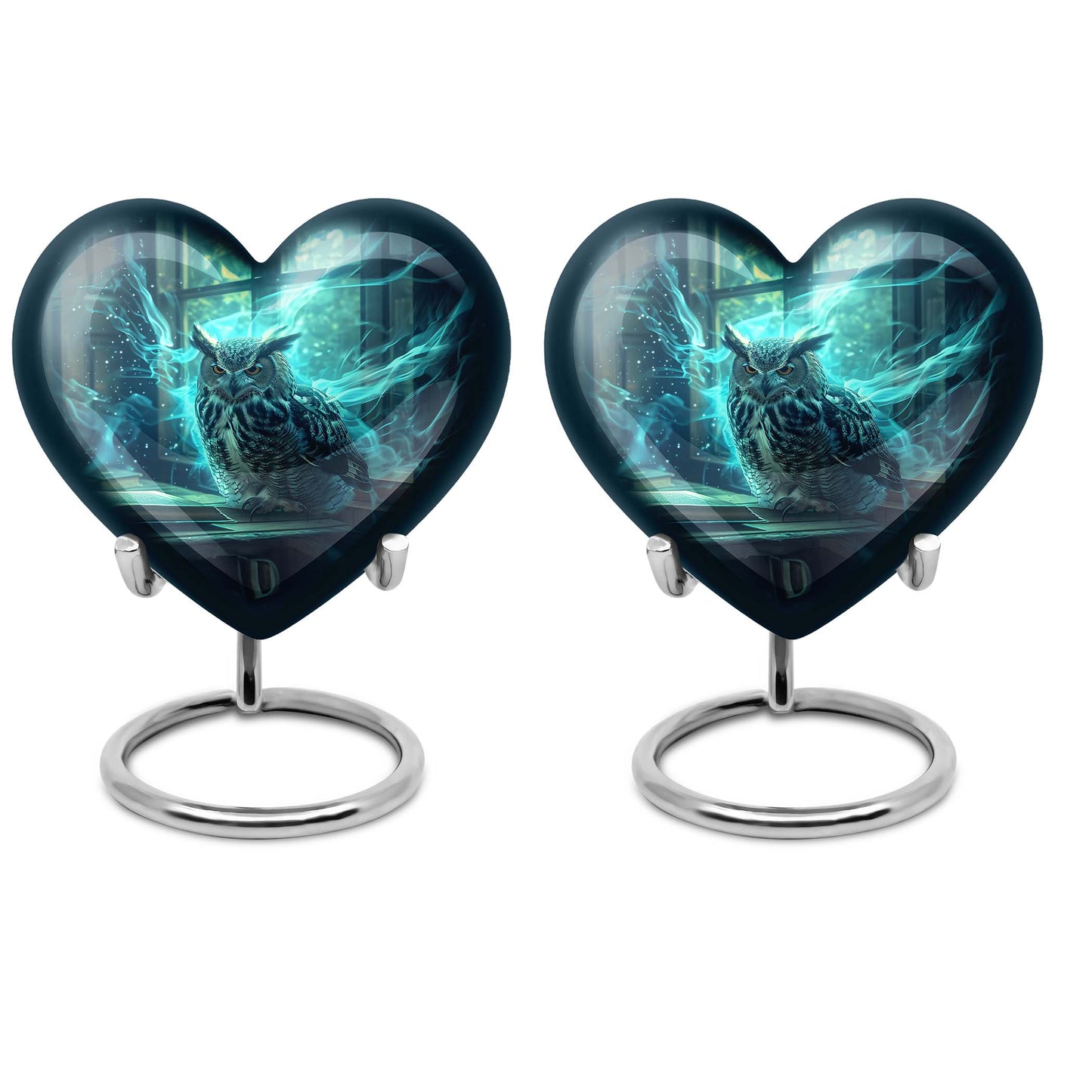 10-inch heart design owl urn, large cremation urn