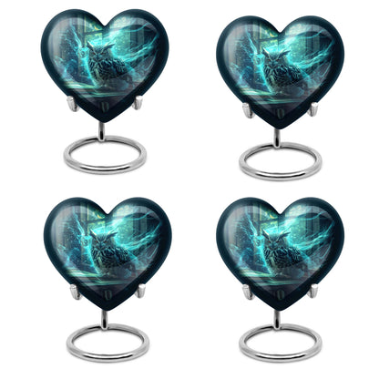 10-inch heart design owl urn, large cremation urn