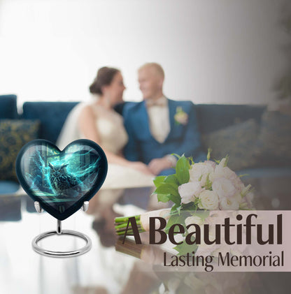 10-inch heart design owl urn, large cremation urn
