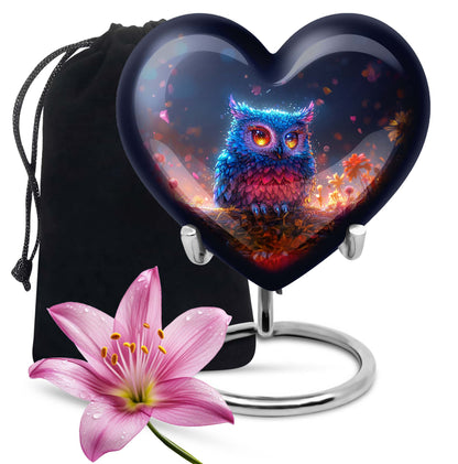 Heart Urn for Human Ashes, Teal Aurora over Lake and Mountain, Vessel