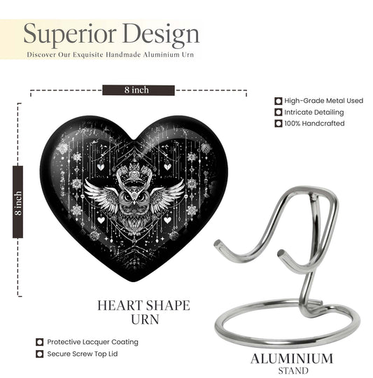 heart-shaped owl urn