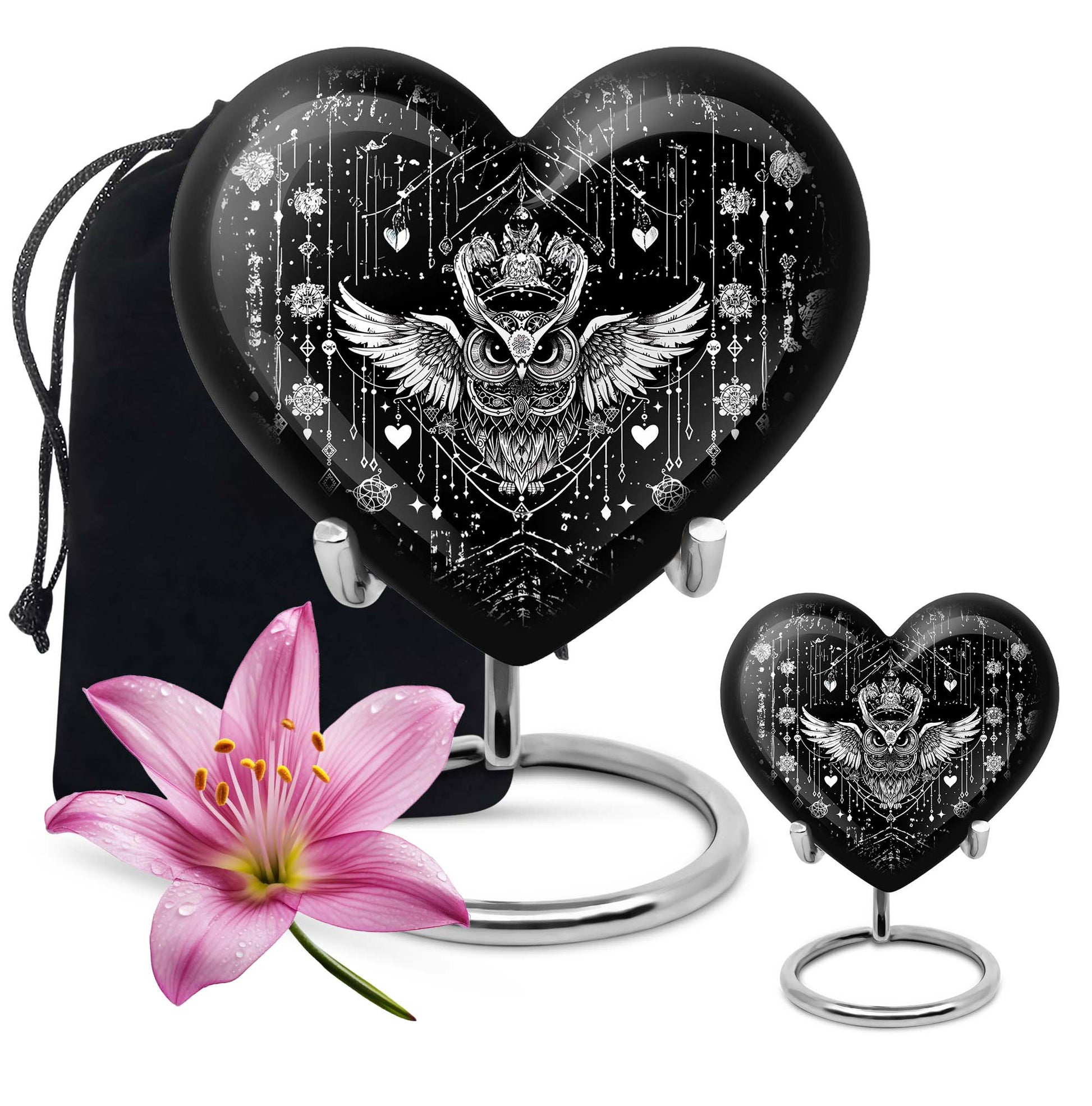 heart-shaped owl urn