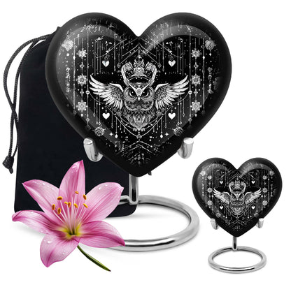 heart-shaped owl urn