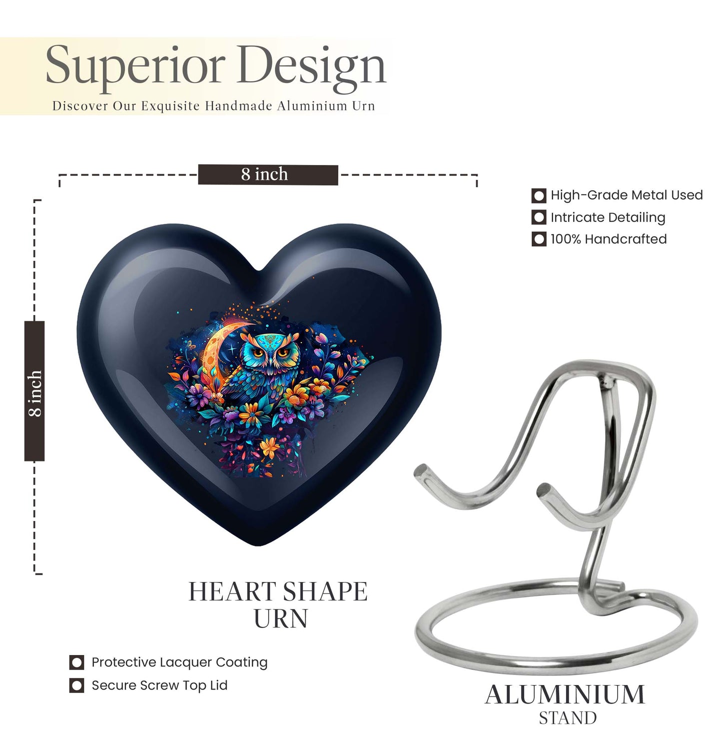  heart-shaped owl urn 