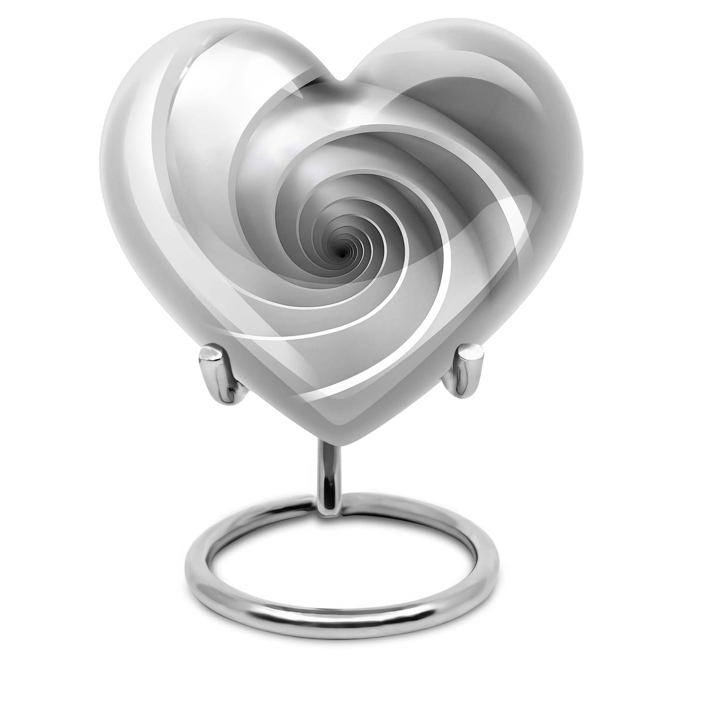10-inch heart-shaped spiral cremation urn in abstract design with optional personalization