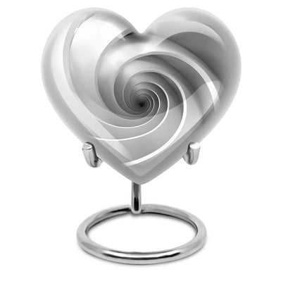 10-inch heart-shaped spiral cremation urn in abstract design with optional personalization