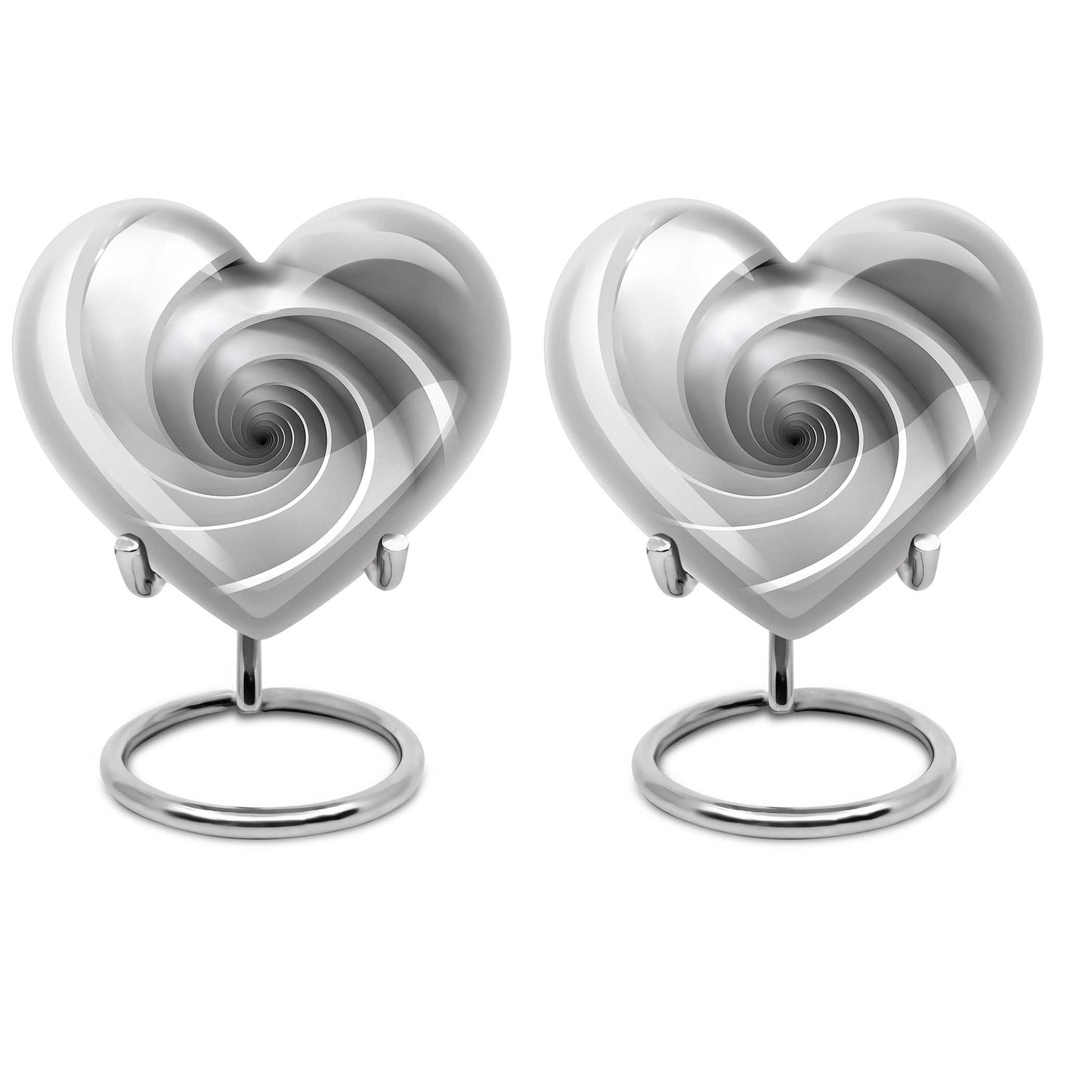 10-inch heart-shaped spiral cremation urn in abstract design with optional personalization