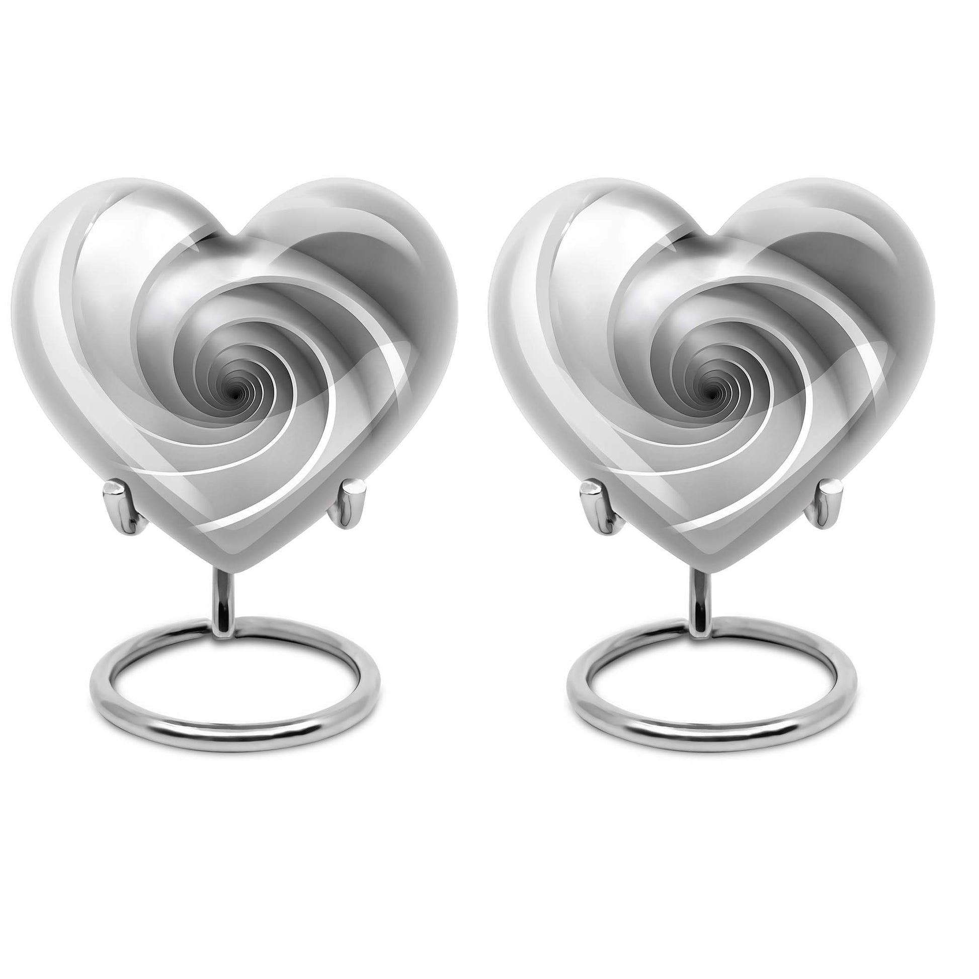 10-inch heart-shaped spiral cremation urn in abstract design with optional personalization