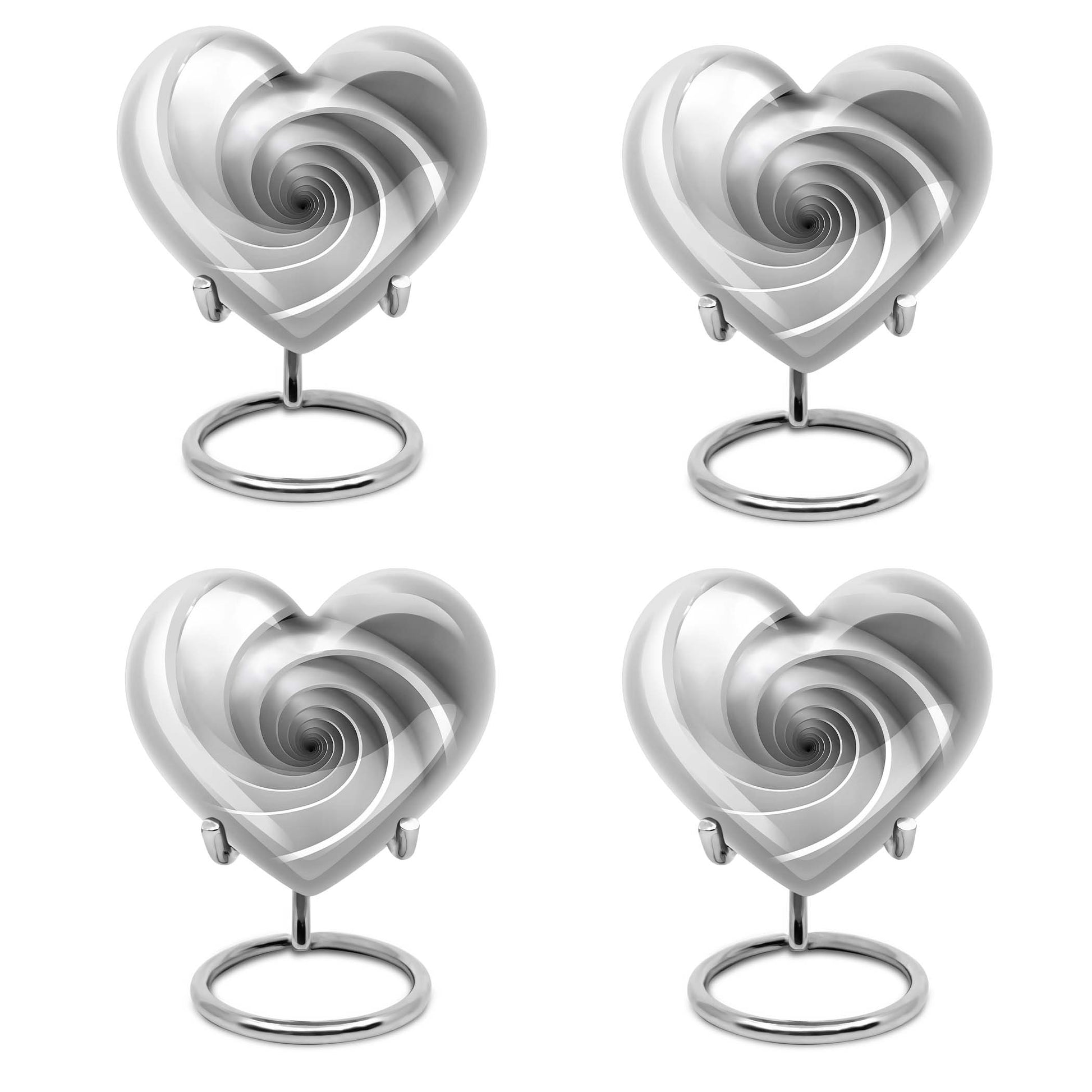 10-inch heart-shaped spiral cremation urn in abstract design with optional personalization