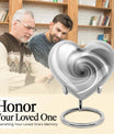 10-inch heart-shaped spiral cremation urn in abstract design with optional personalization