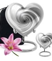 10-inch heart-shaped spiral cremation urn in abstract design with optional personalization