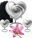 10-inch heart-shaped spiral cremation urn in abstract design with optional personalization