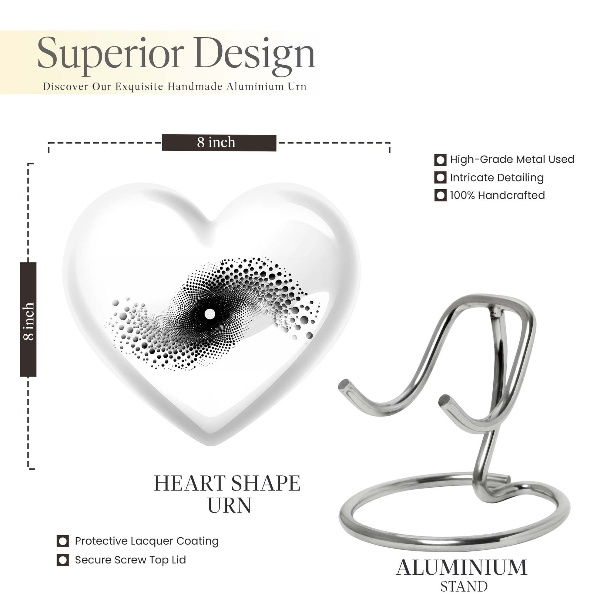 10-inch spiral heart urn for ashes