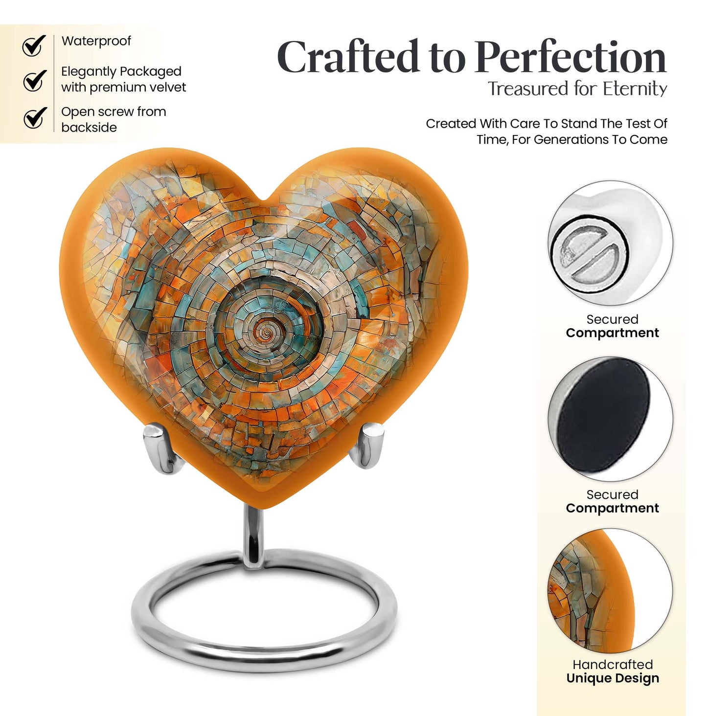 heart shaped spiral urn for human ashes
