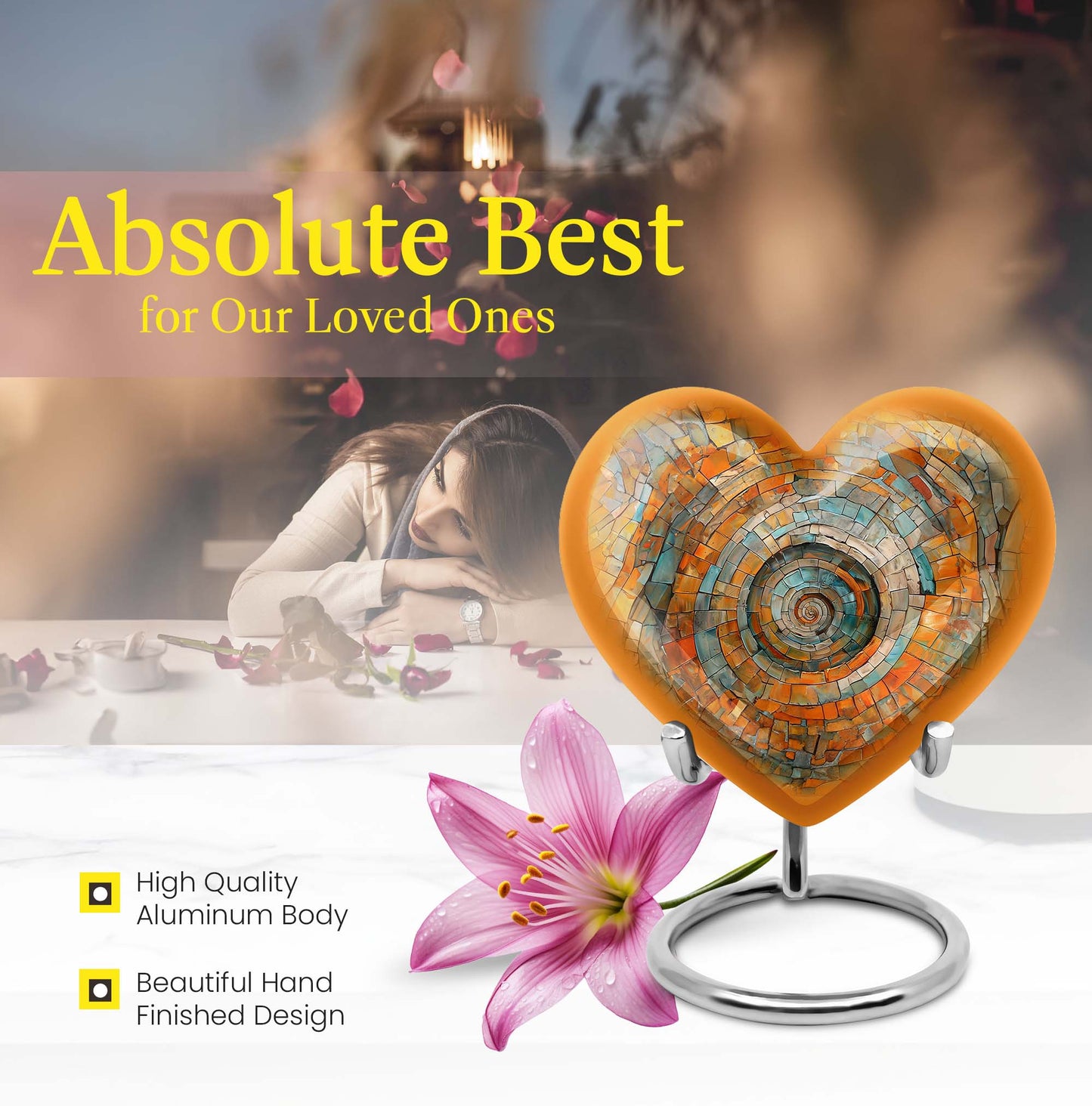 heart shaped spiral urn for human ashes