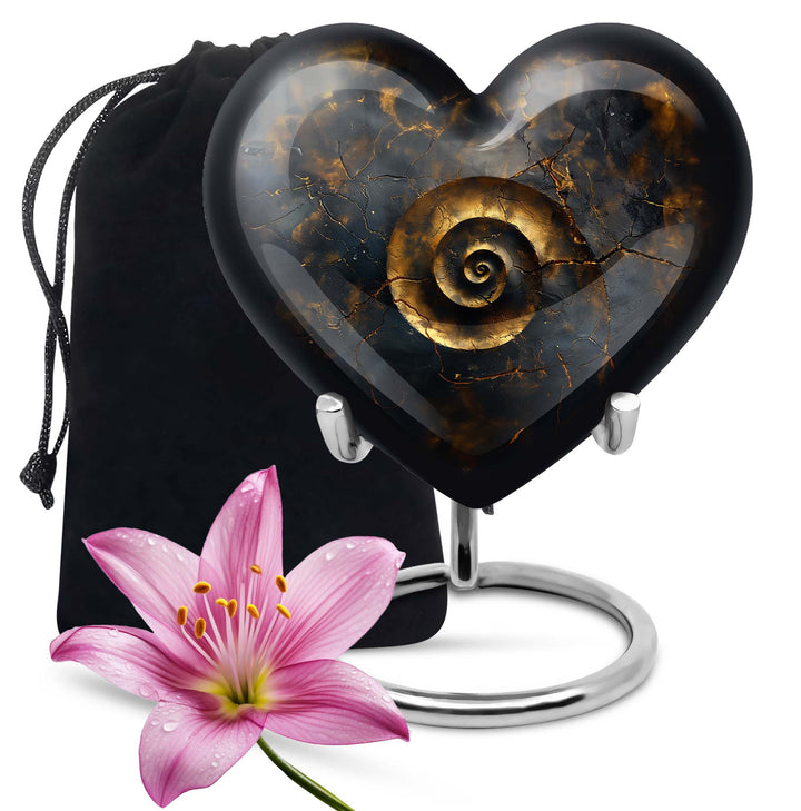 10-inch abstract heart spiral urn for cremation or burial