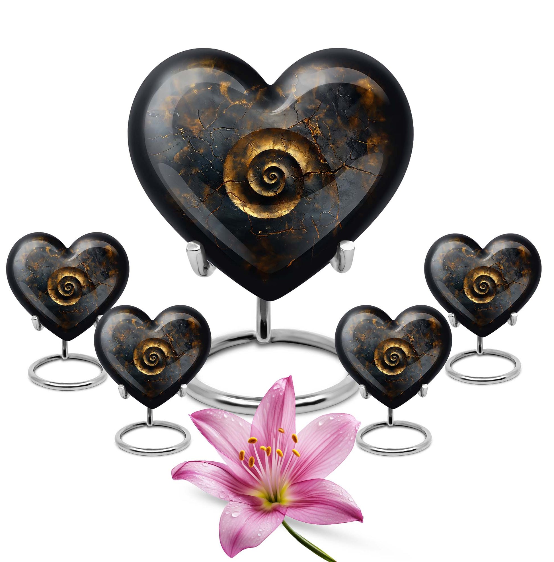 10-inch abstract heart spiral urn for cremation or burial