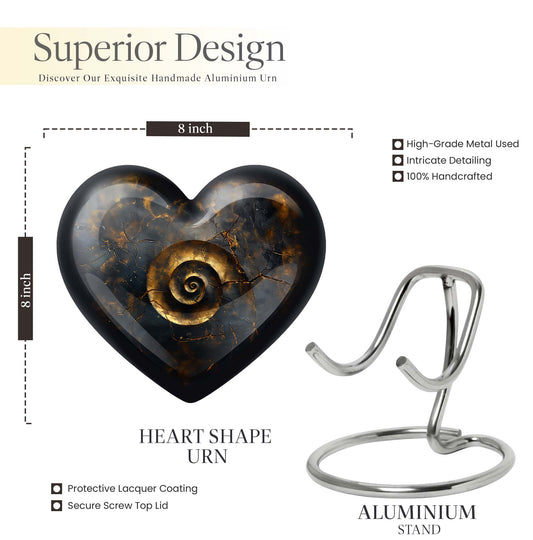 10-inch abstract heart spiral urn for cremation or burial