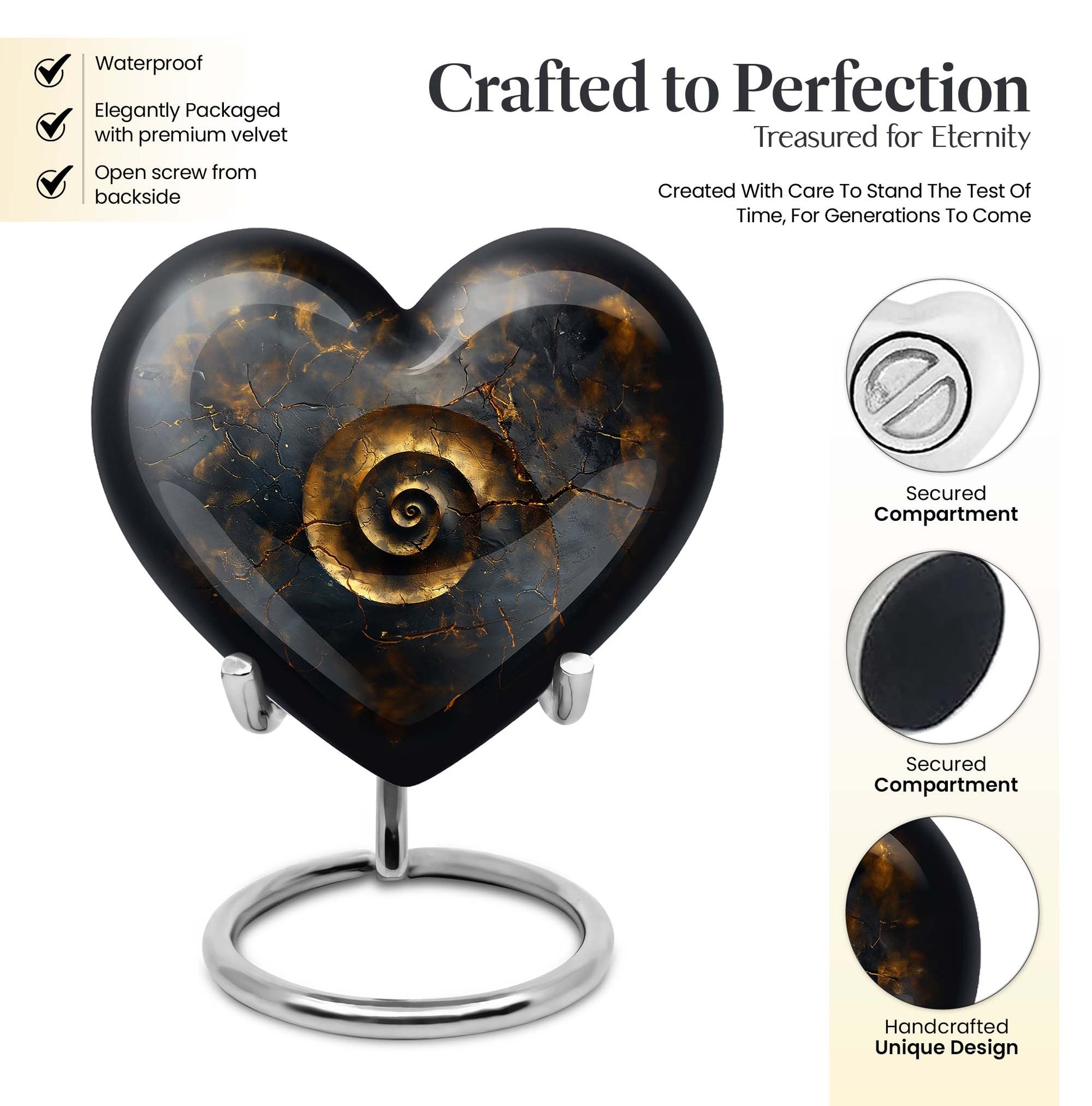 10-inch abstract heart spiral urn for cremation or burial