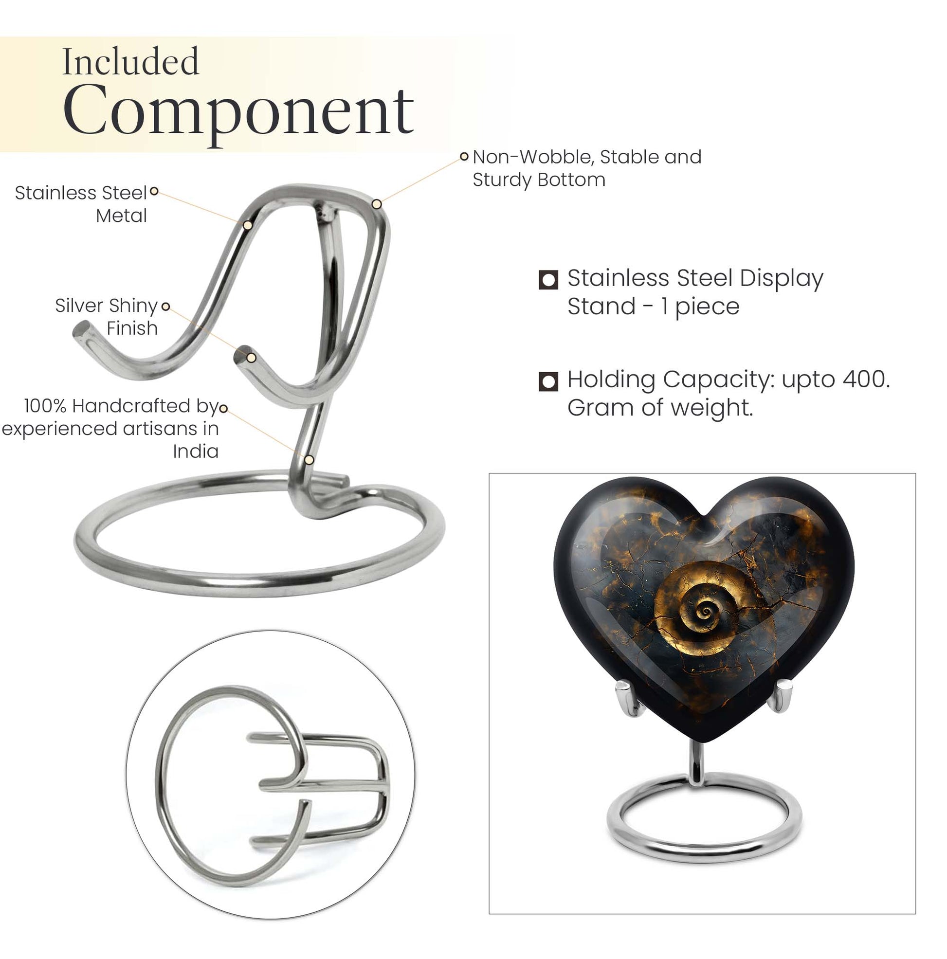 10-inch abstract heart spiral urn for cremation or burial