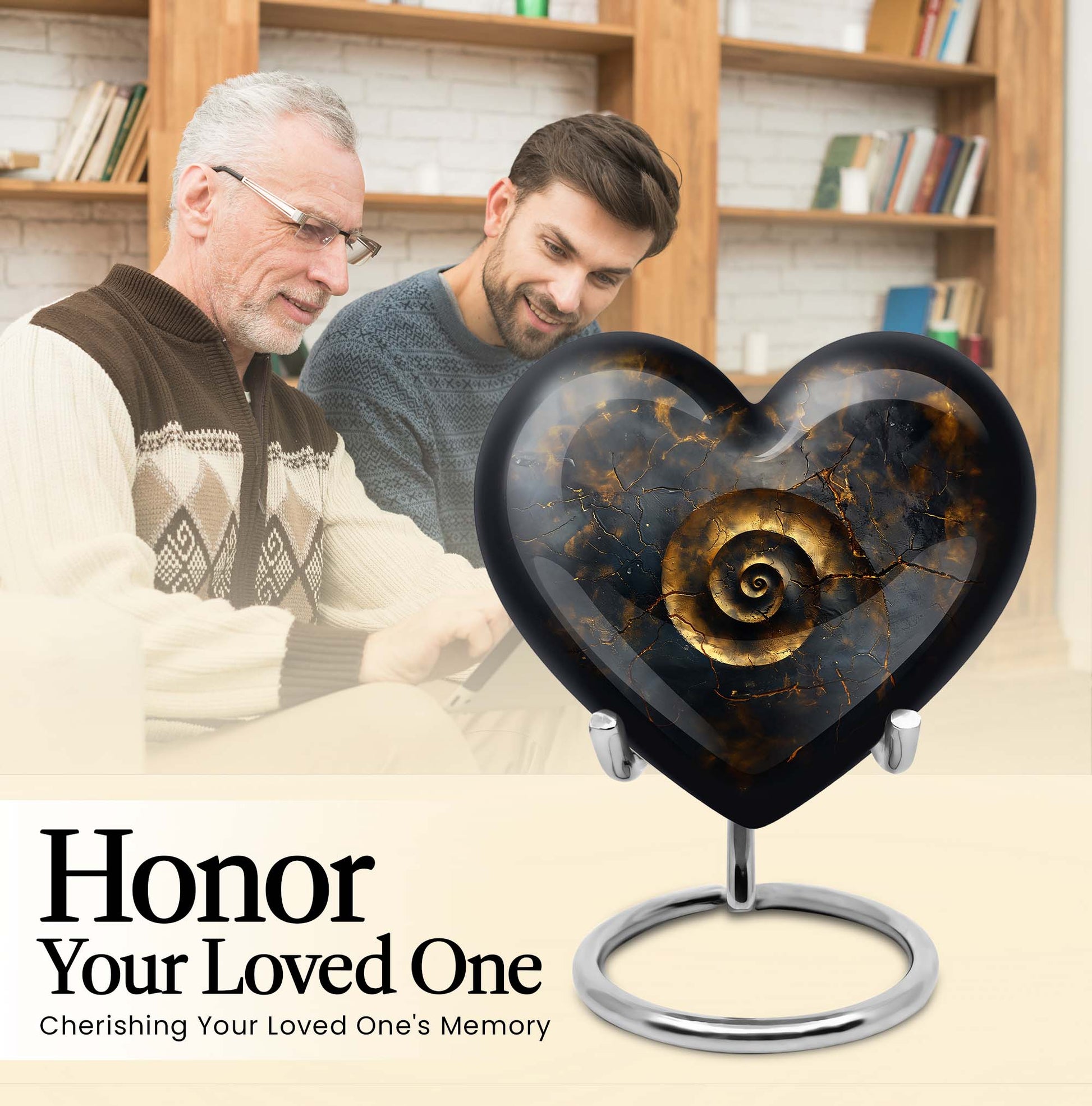 10-inch abstract heart spiral urn for cremation or burial